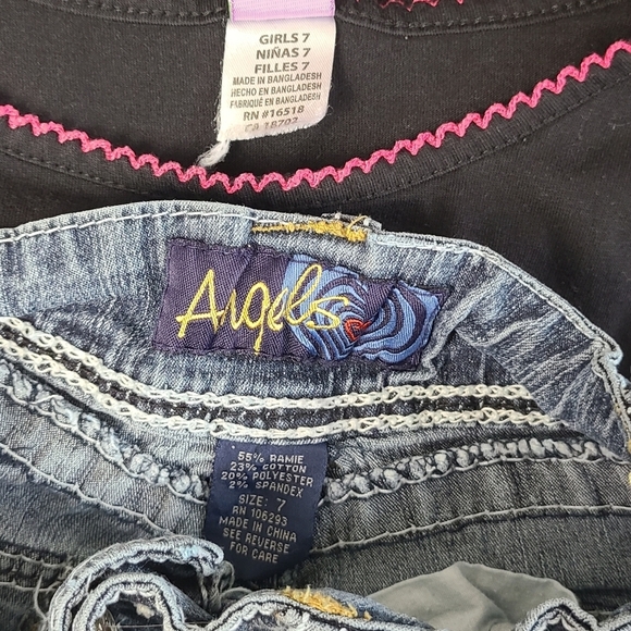 Dollie & Me Girls Black Pink Multicolor Dress and Angels Shorts size 7 - Picture 6 of 6